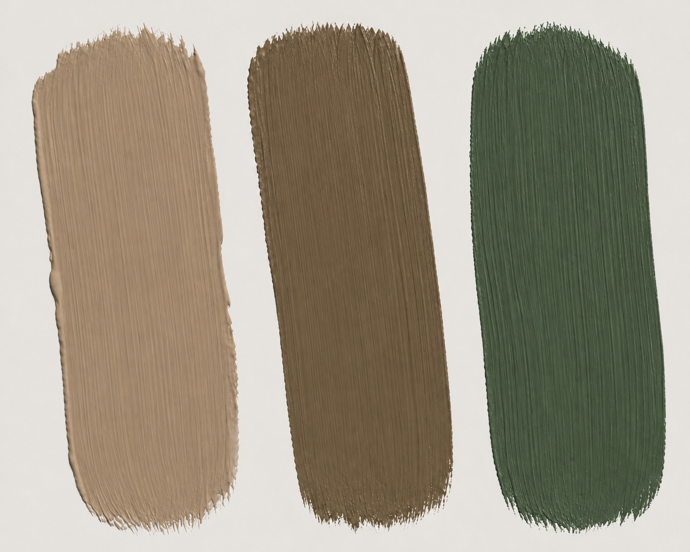 Farbpalette für Set 2 mit Pinselstrichen in Cognacbraun, Senfbraun und Genfergrün